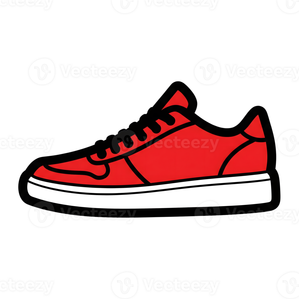 Red Sneaker Icon Cartoon Style Footwear Illustration isolated on a transparent background png