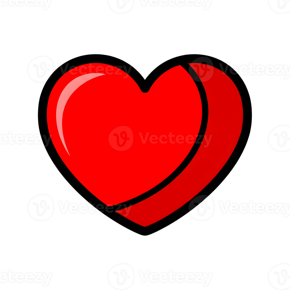 Red Heart Icon Shiny Glossy Valentine Love Symbol isolated on a transparent background png