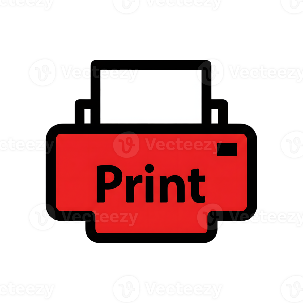 Red Printer Icon Print Symbol Graphic Design isolated on a transparent background png