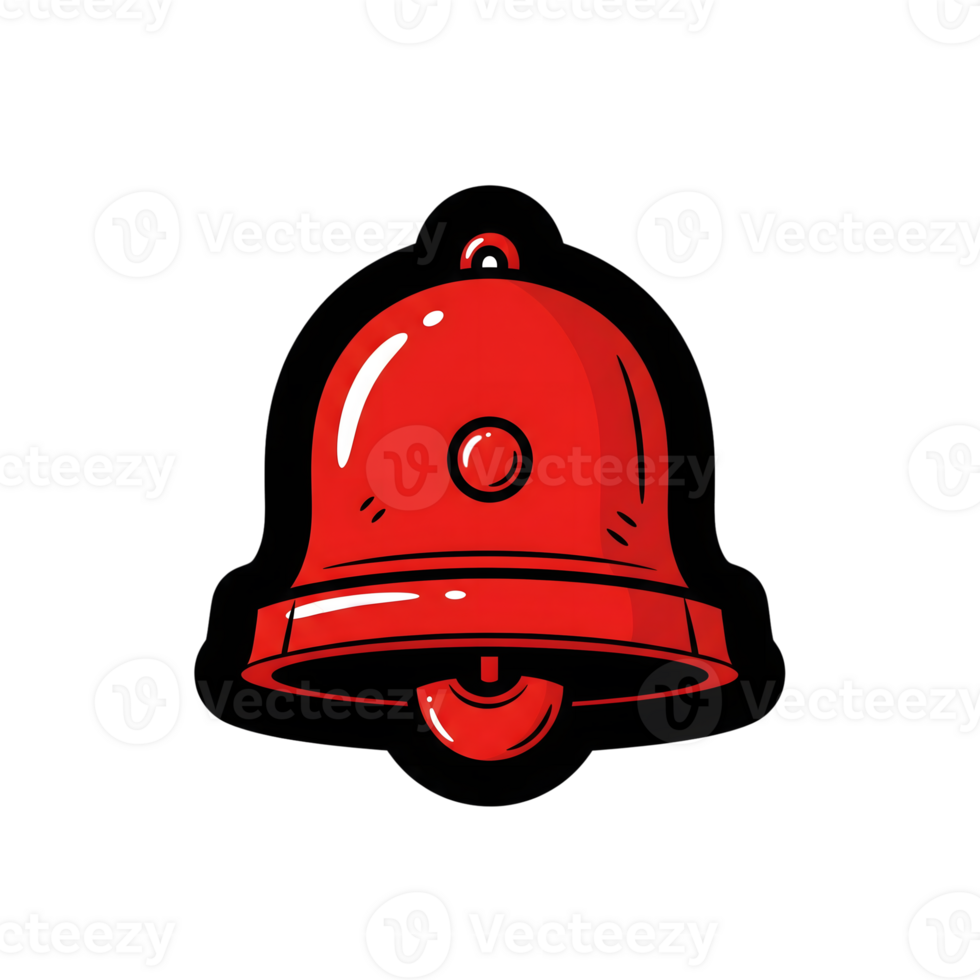 Red Cartoon Bell Icon Notification Alert Symbol isolated on a transparent background png