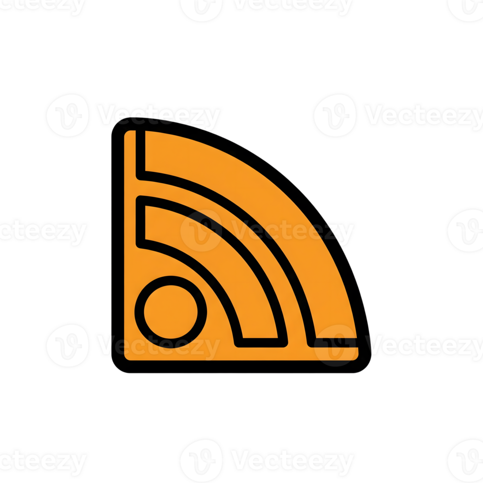 Orange R S Feed Icon Black Outline Symbol isolated on a transparent background image png