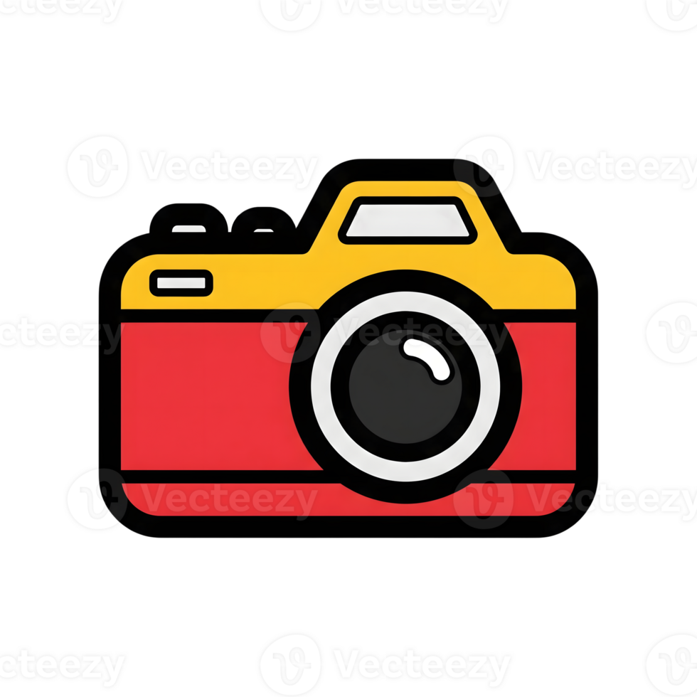Red and Yellow Camera Icon Illustration isolated on a transparent background image png