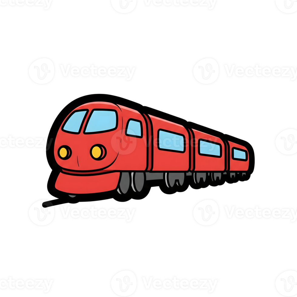 Red Passenger Train Cartoon Icon Illustration isolated on a transparent background png
