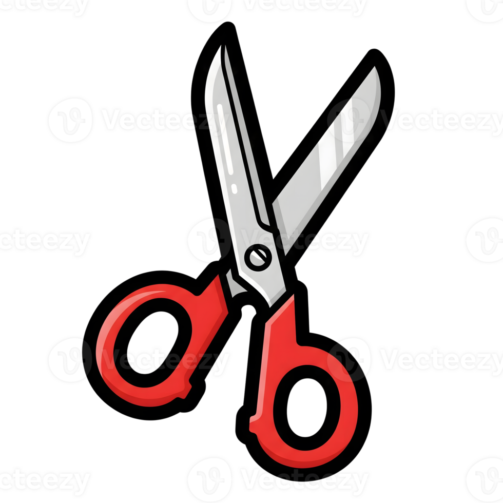 Red and Silver Scissors Icon Graphic Design isolated on a transparent background png