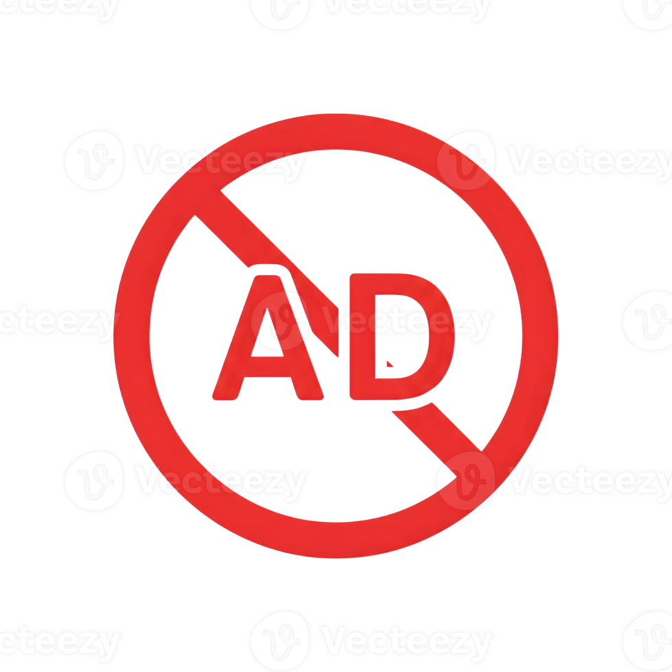 Red Circle No Ad Icon Symbol Graphic isolated on a transparent background image png