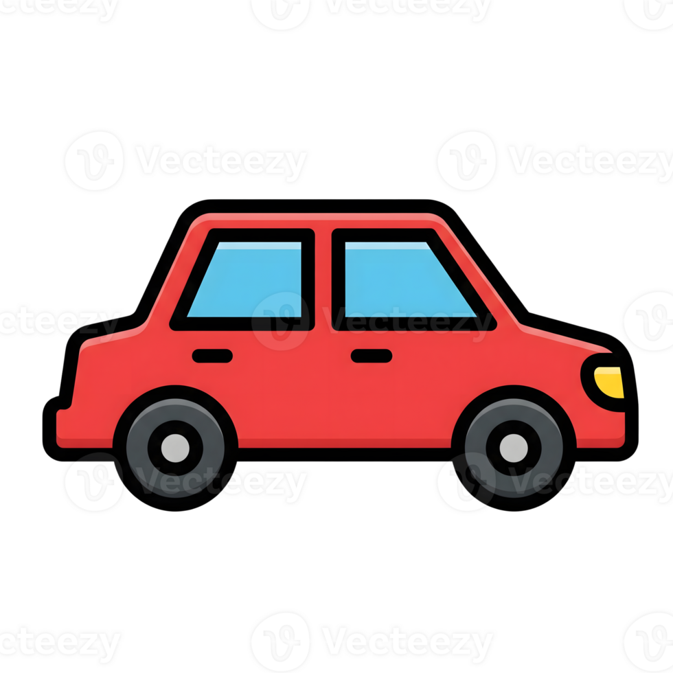 Red Car Icon Side View Simple Transportation Vehicle Illustration isolated on a transparent background png