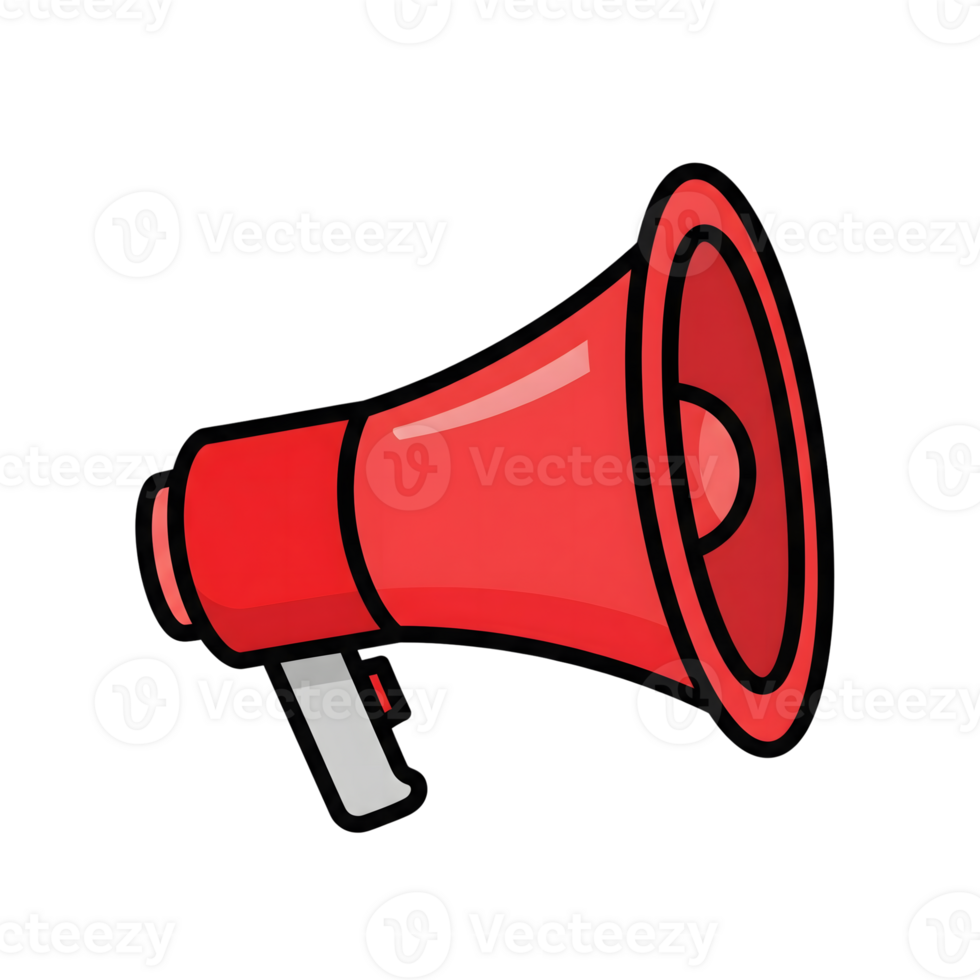 Red Megaphone Announcement Icon Loudspeaker Bullhorn isolated on a transparent background png