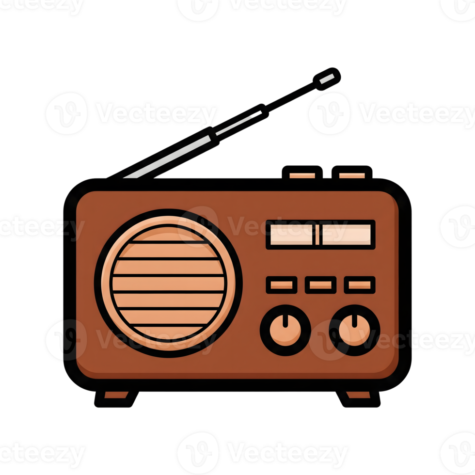 Retro Brown Vintage Radio Icon Broadcast Receiver isolated on a transparent background png