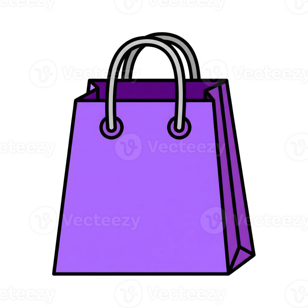 Purple Shopping Bag Icon Illustration Cartoon Style isolated on a transparent background png
