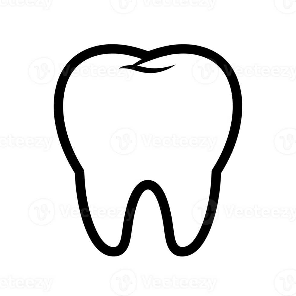 Single Black Outline Tooth Icon Illustration isolated on a transparent background png