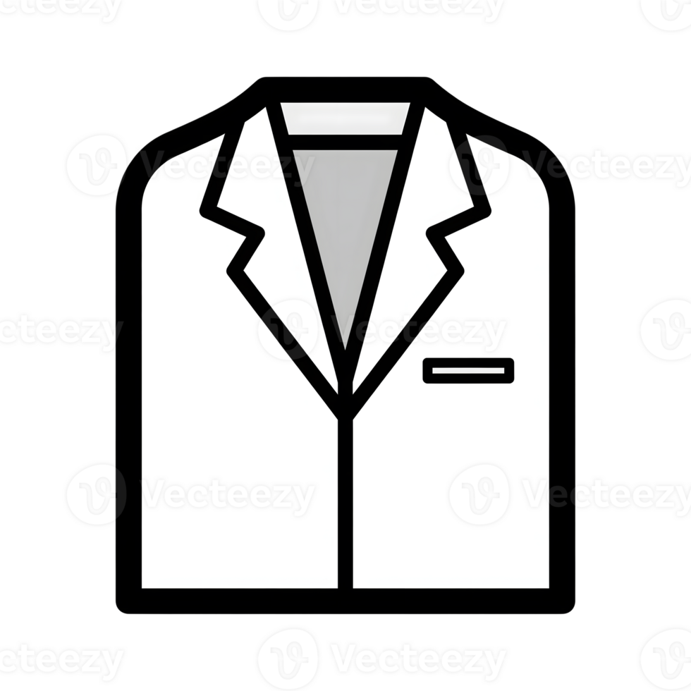 White Lab Coat Icon with Gray Collar Isolated on a transparent background white coat png