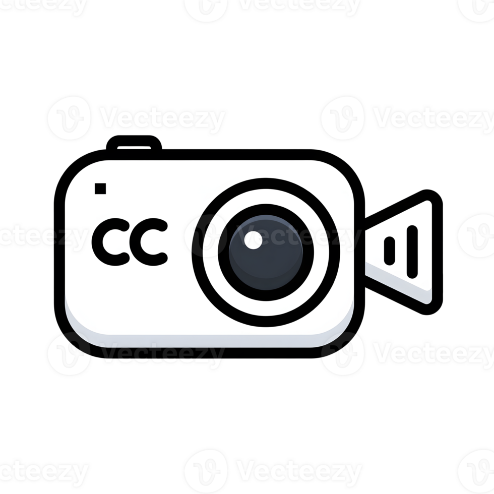 White Action Camera Icon C Logo Black Outline isolated on a transparent background png