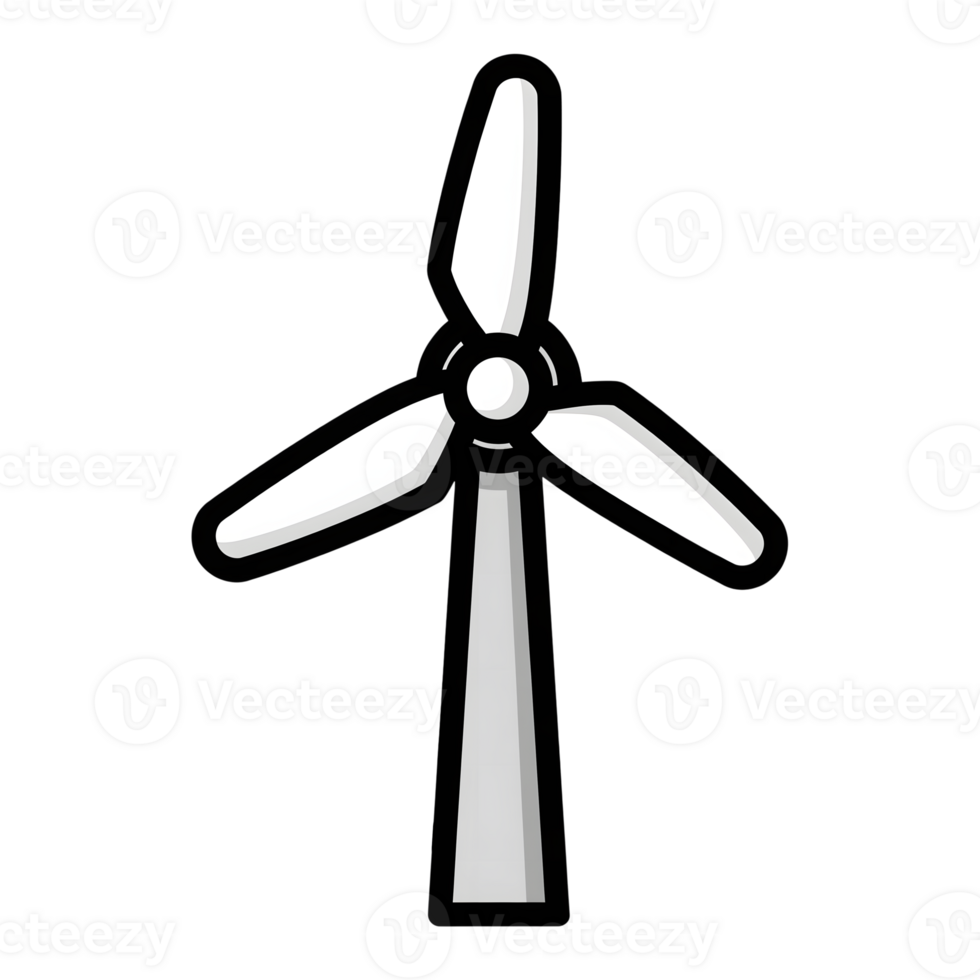 Simple Gray Wind Turbine Icon Three Blades Energy isolated on a transparent background png