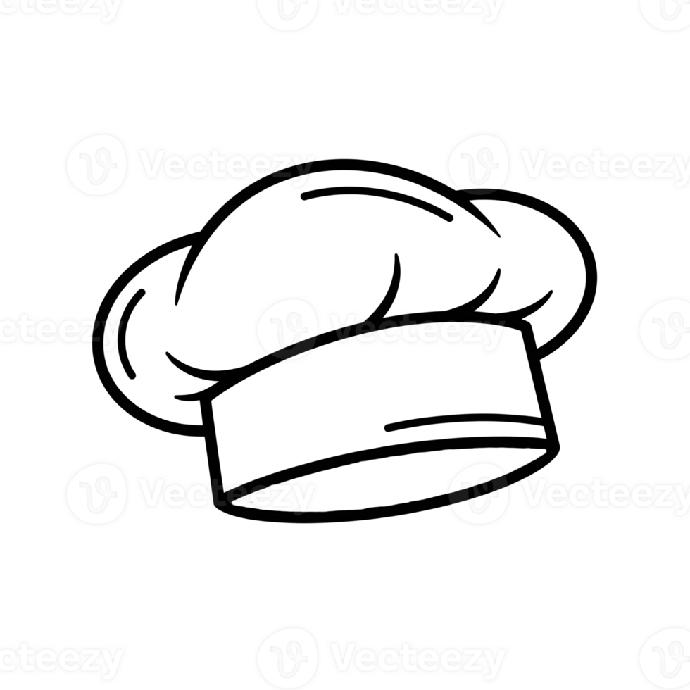 White Chefs Hat Icon Cartoon Style Line Art Drawing isolated on a transparent background png