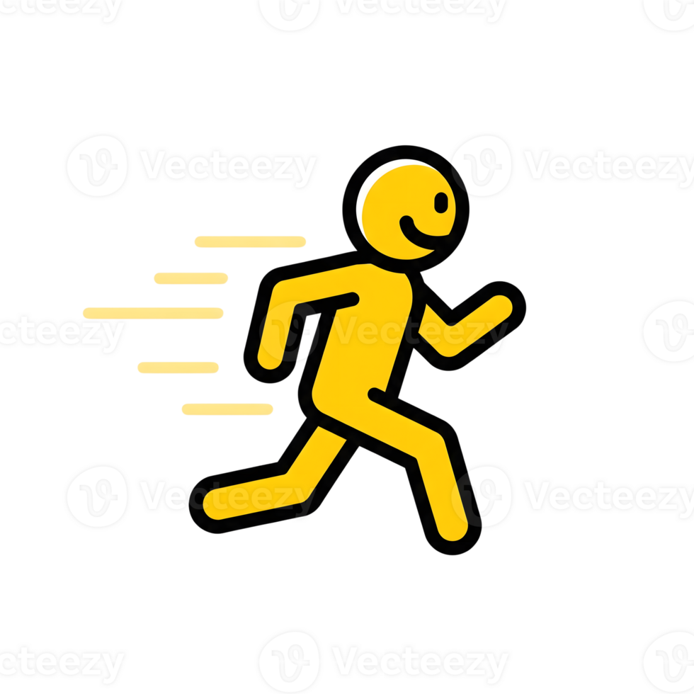 Yellow Stick Figure Running Fast Motion Icon isolated on a transparent background png
