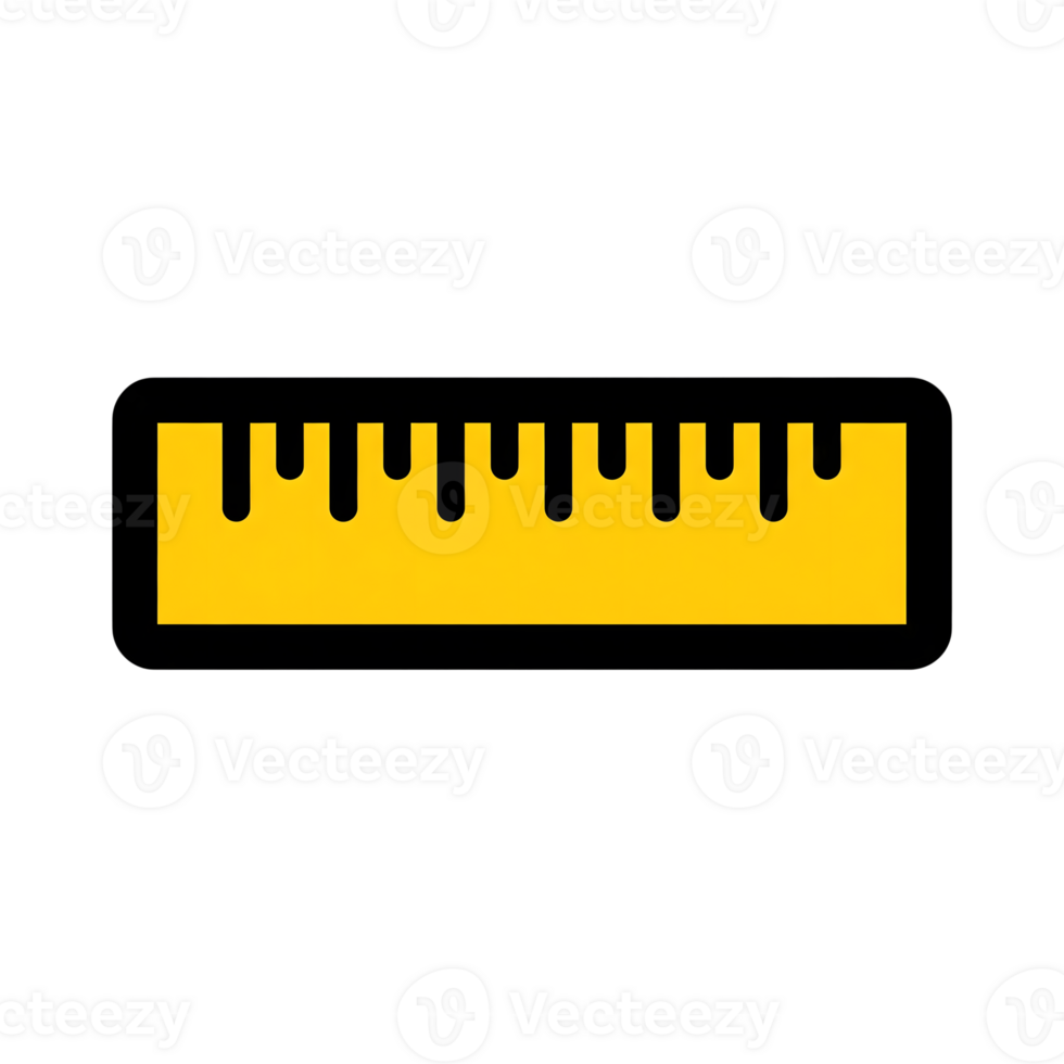 Yellow Ruler Icon Black Outline Measurement Tool isolated on a transparent background png
