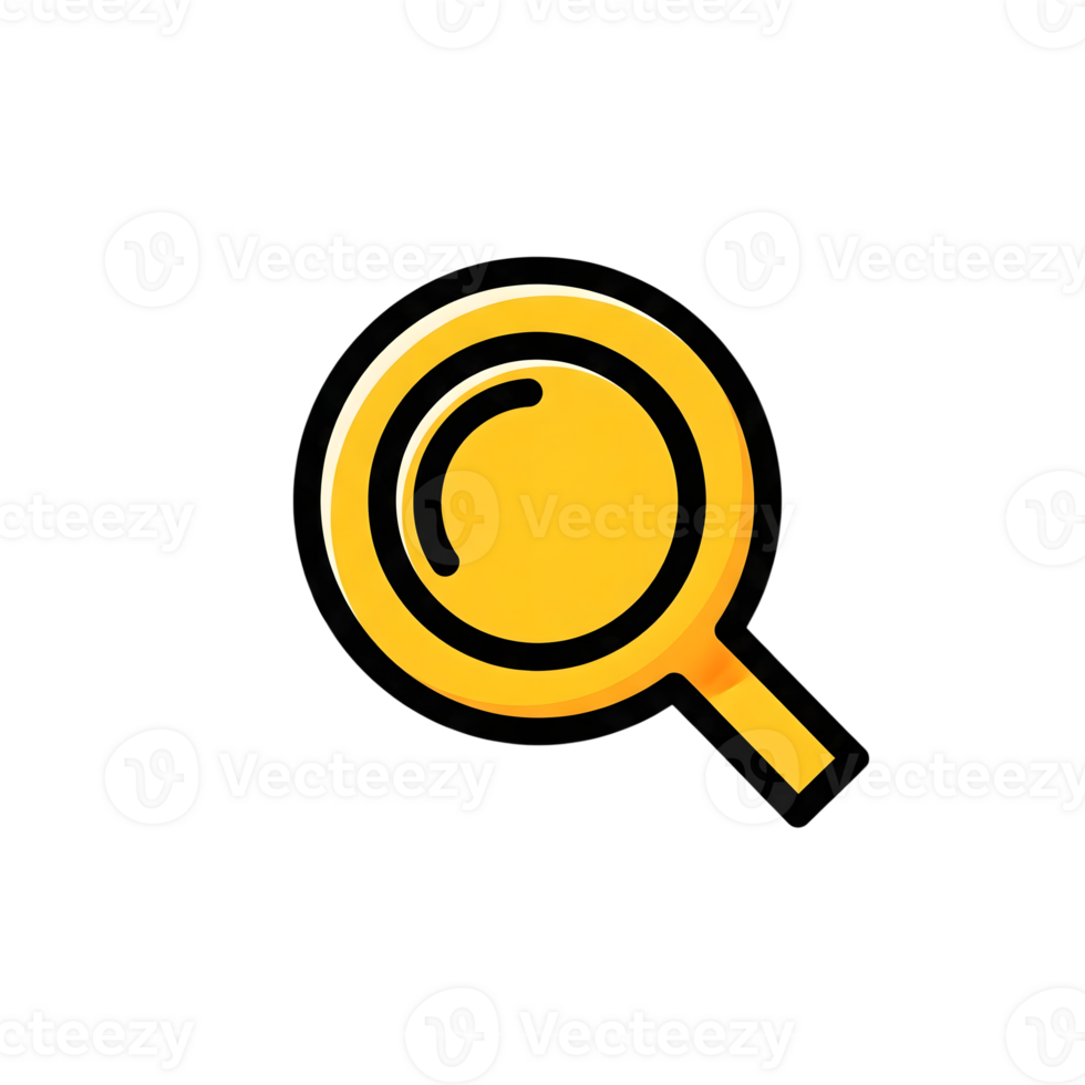 Yellow Search Magnifying Glass Icon isolated on a transparent background gold png