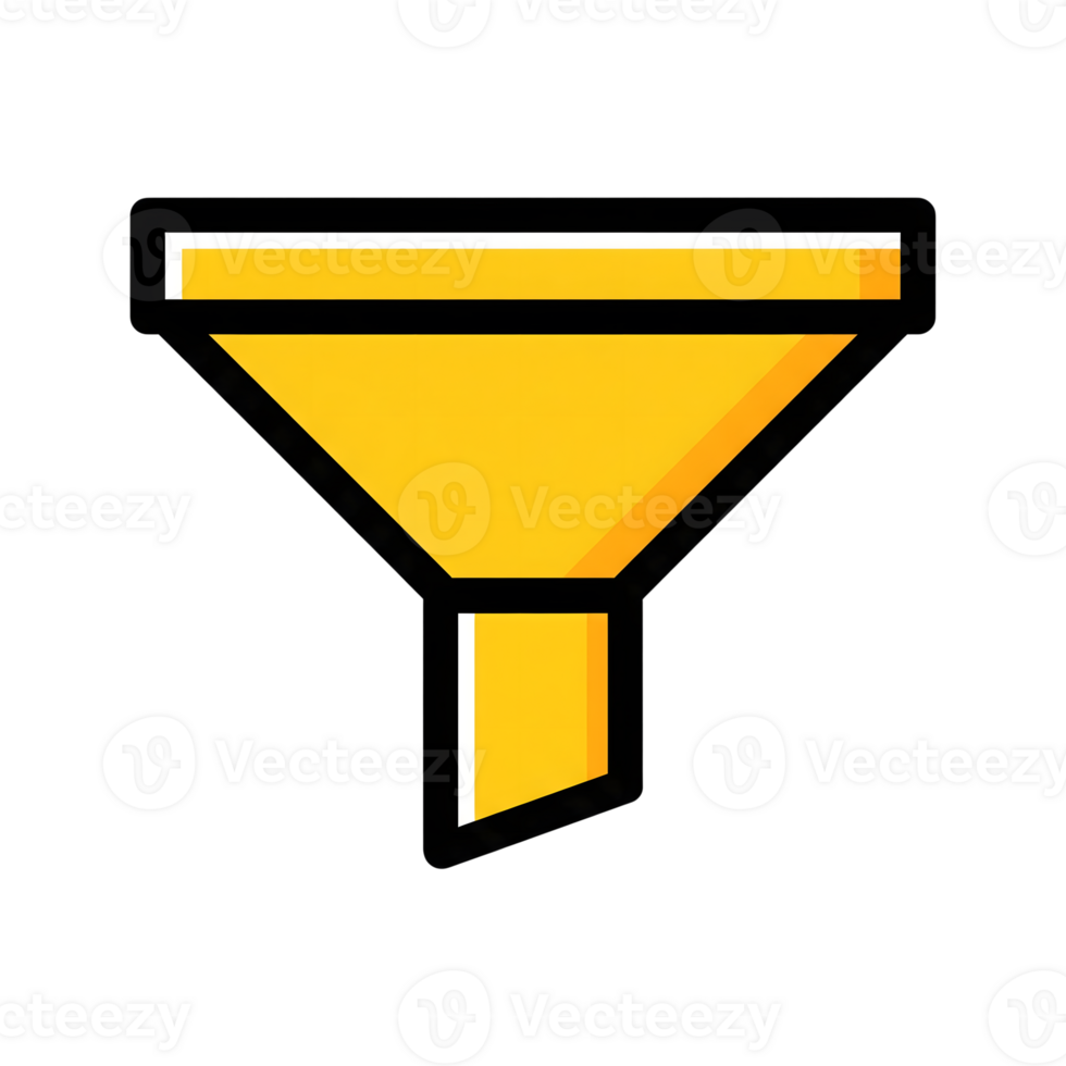 Yellow Funnel Icon Simple Design Graphic isolated on a transparent background image png