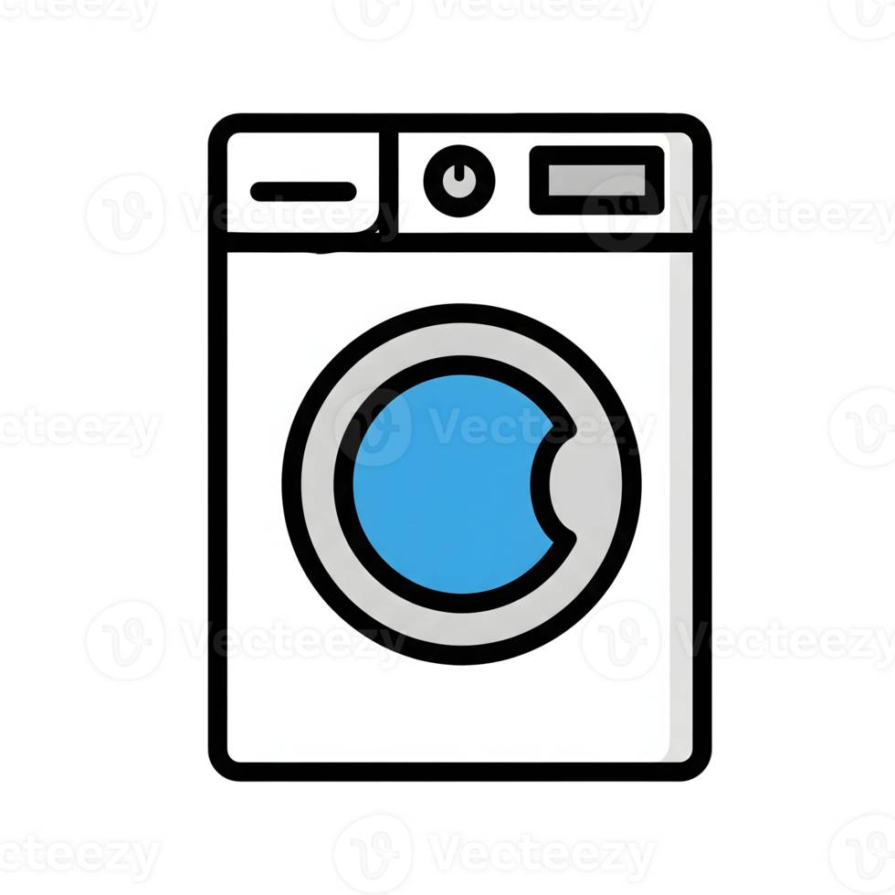 White Washing Machine Icon Blue Door Appliance Symbol isolated on a transparent background png