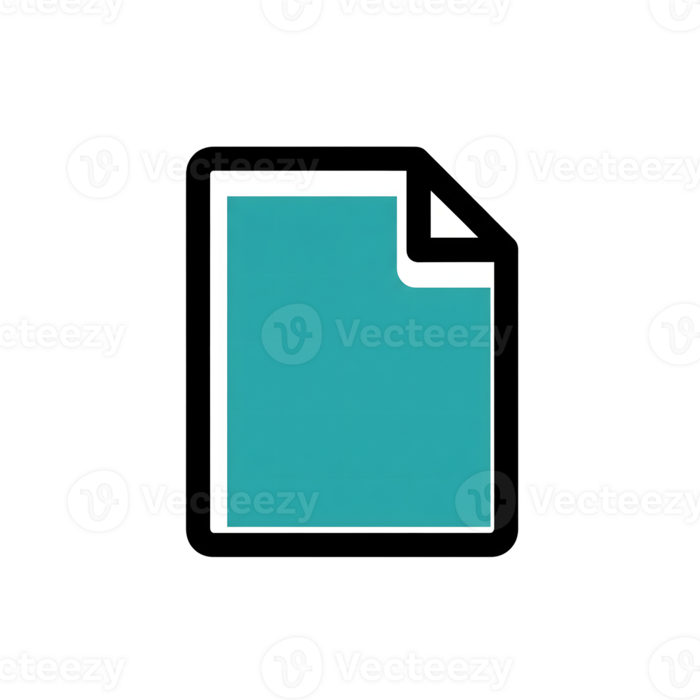 Teal Document Page Icon Black Outline Simple Graphic isolated on a transparent background png