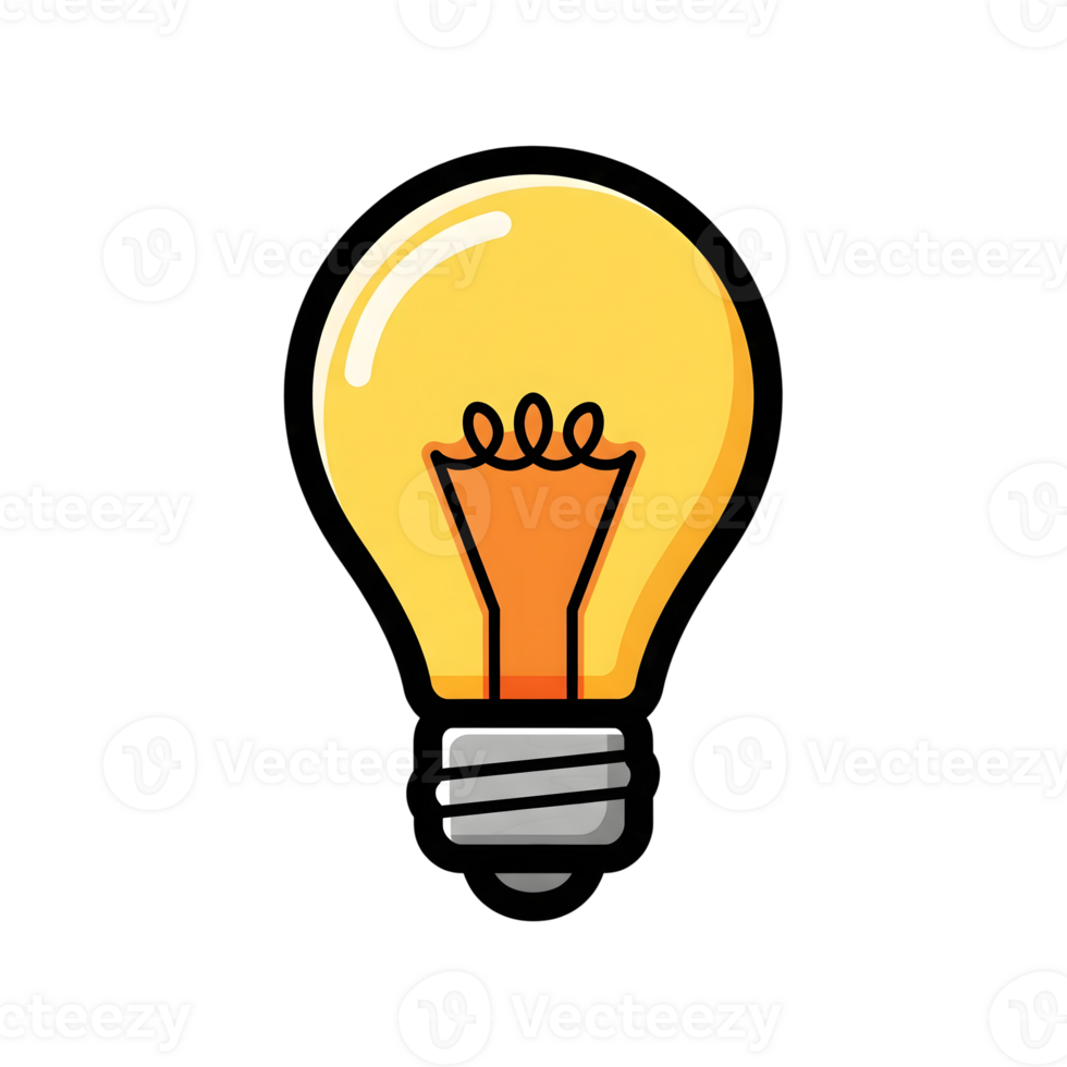 Yellow Lightbulb Icon Bright Idea Symbol isolated on a transparent background image png