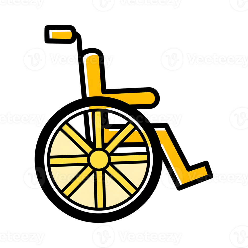 Yellow Wheelchair Icon Simple Design Medical Mobility Aid isolated on a transparent background png