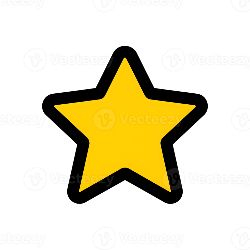 Yellow Star Icon Bold Outline Simple Graphic isolated on a transparent background png