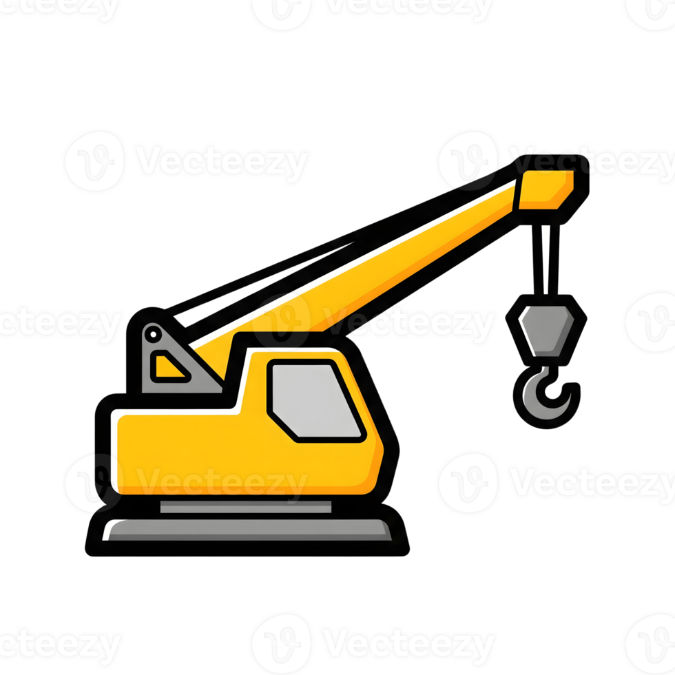 Yellow Crane Truck Icon Cartoon Style Illustration isolated on a transparent background png