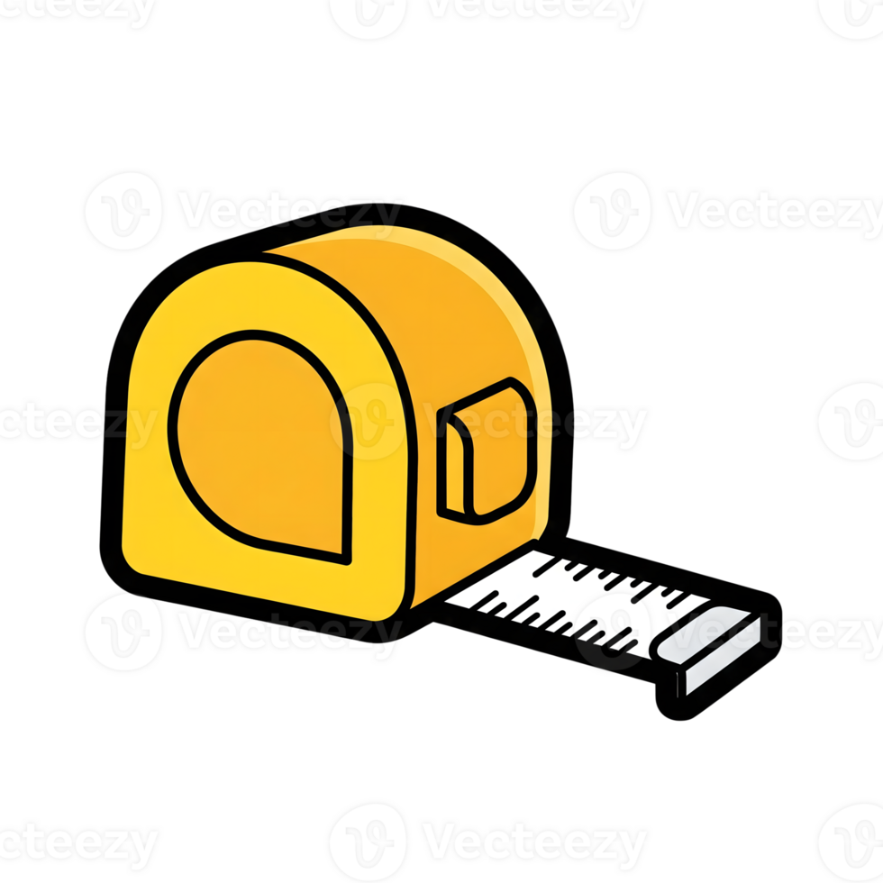 Yellow Tape Measure Icon Cartoon Style Illustration isolated on a transparent background png