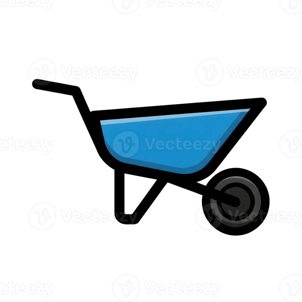 Simple Blue Wheelbarrow Icon Gardening Tool isolated on a transparent background png