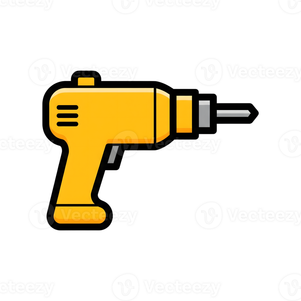 Yellow Cordless Drill Icon Tool Repair Construction Equipment isolated on a transparent background png