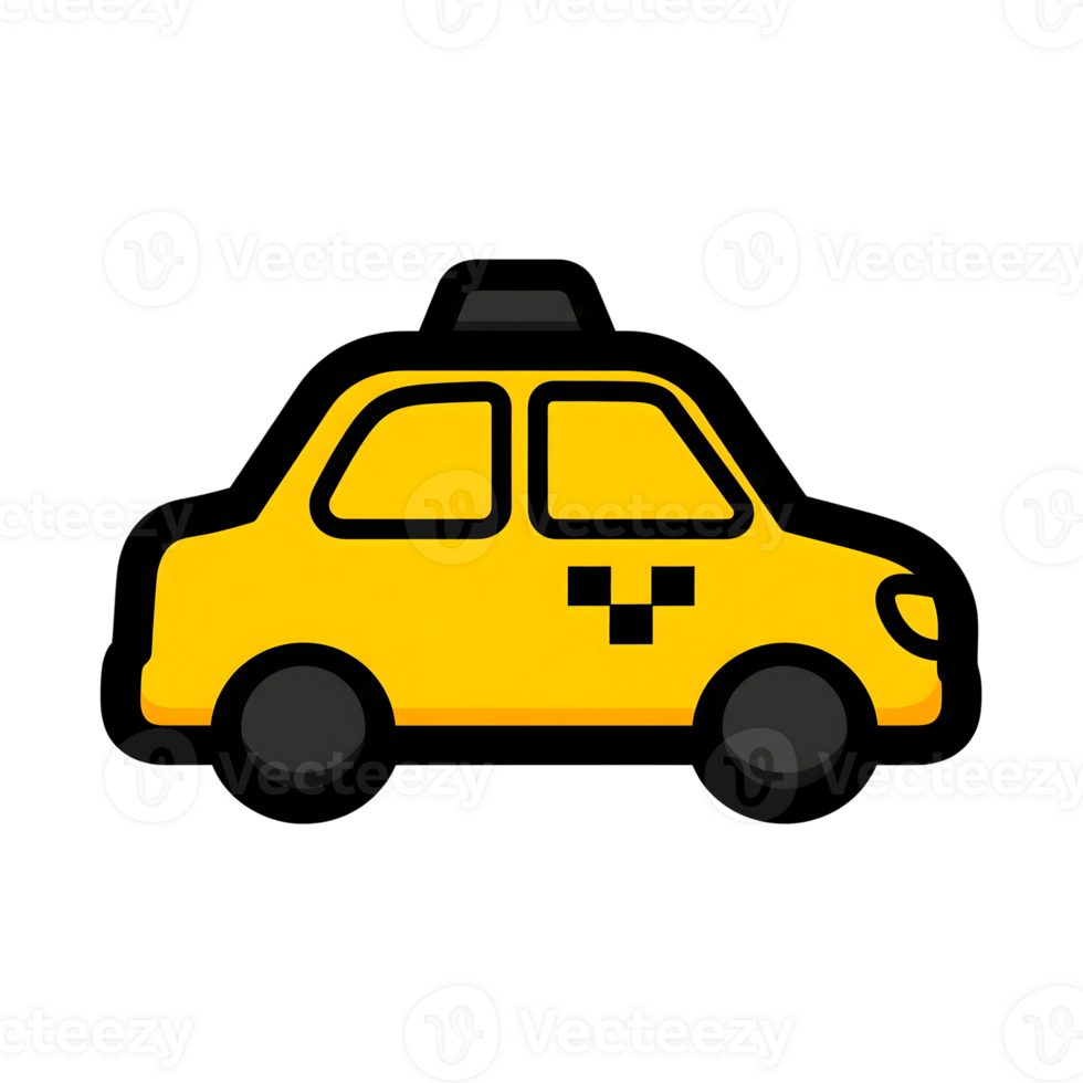 Yellow Taxi Cab Icon Simple Design Vehicle Transportation isolated on a transparent background png