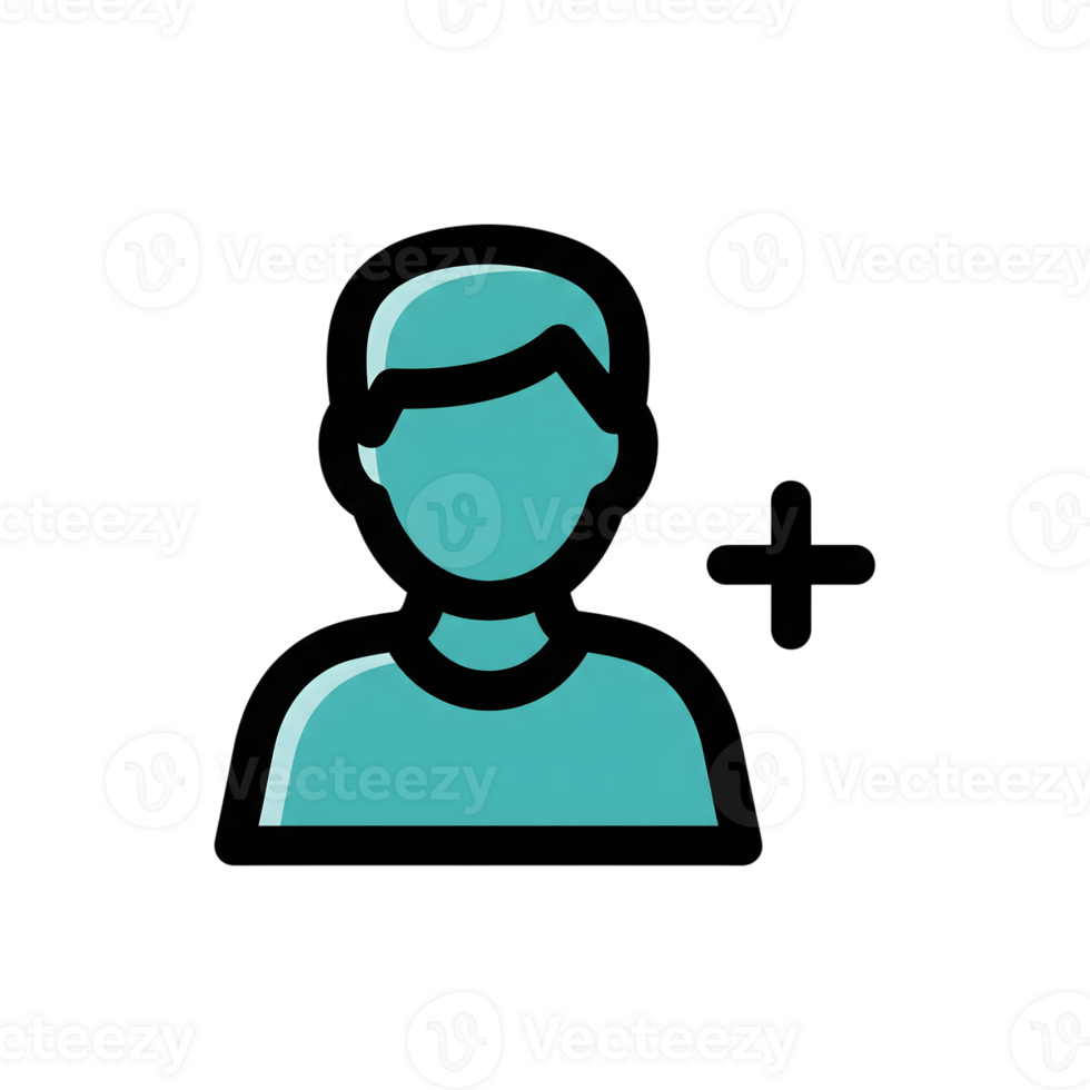 Teal Add User Icon Profile Avatar Person Sign isolated on a transparent background png
