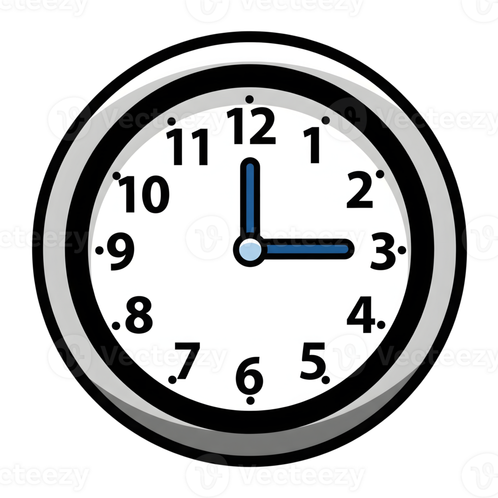 Simple Analog Clock Showing Two Oclock Blue Hands White Face isolated on a transparent background png