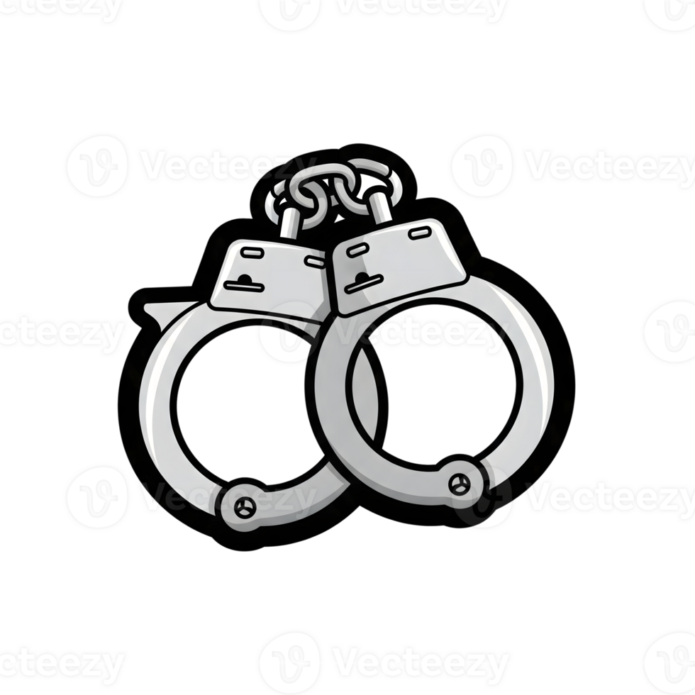 Silver Metal Handcuffs Icon Illustration isolated on a transparent background image png