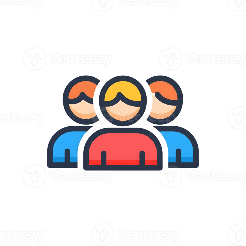 Three Colorful People Icons Group Red Blue Yellow Avatar isolated on a transparent background png