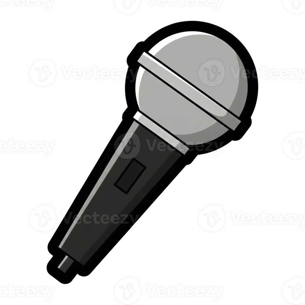 Silver and Black Microphone Icon Design isolated on a transparent background image png