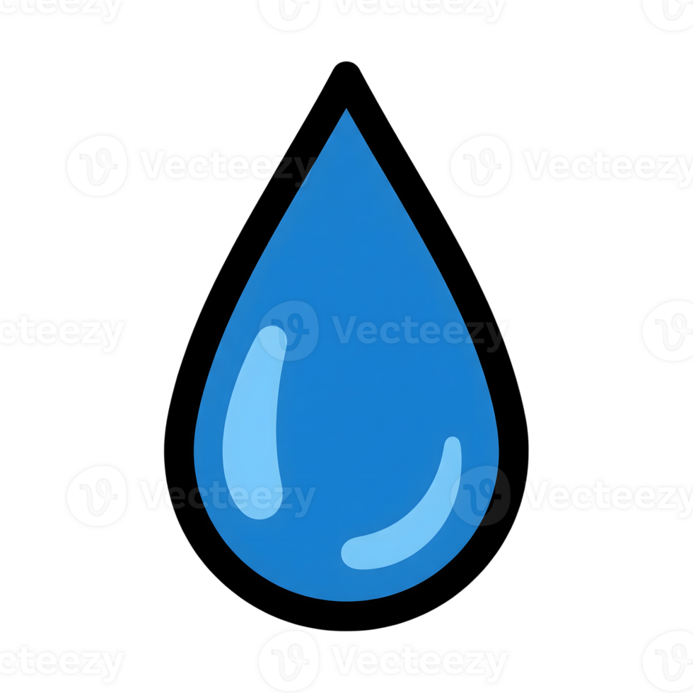 Single Blue Water Drop Icon Cartoon Style isolated on a transparent background blue drop png