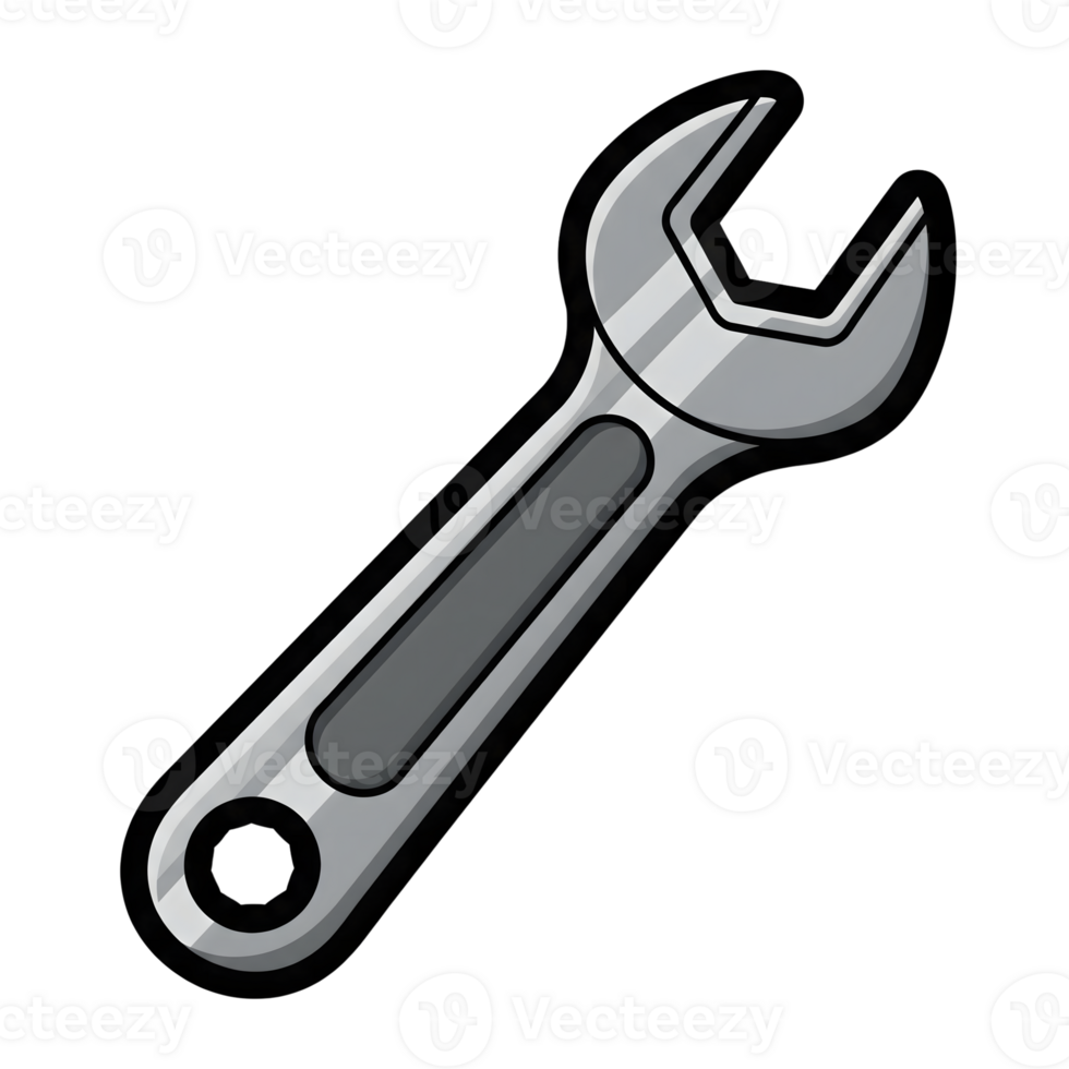 Silver Wrench Tool Icon Grey Handle Repair Mechanic Equipment isolated on a transparent background png