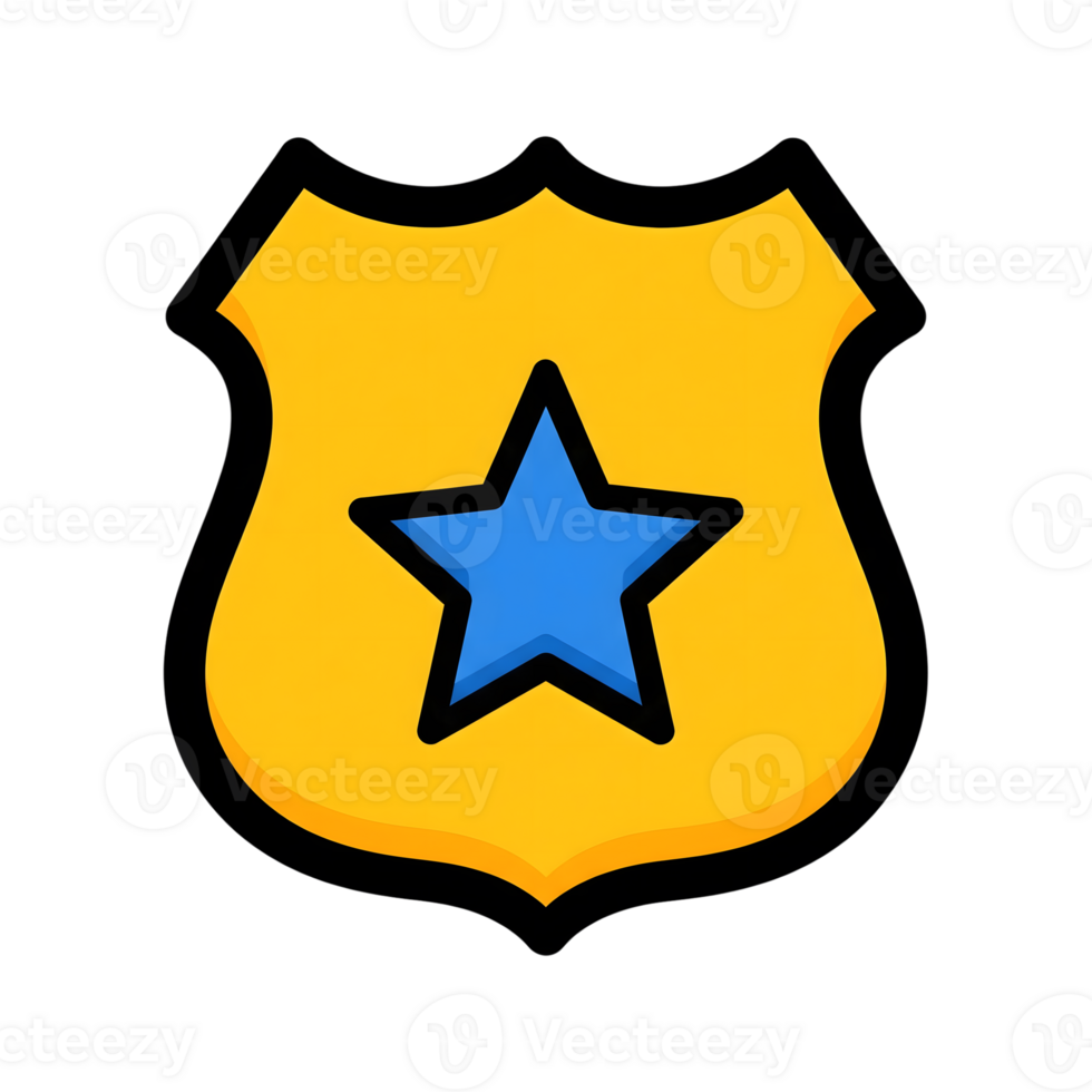 Yellow Sheriff Badge Icon Blue Star Graphic isolated on a transparent background png