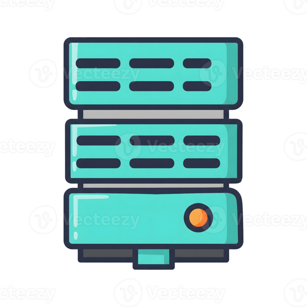 Teal Server Rack Icon Three Units Data Center Storage isolated on a transparent background png