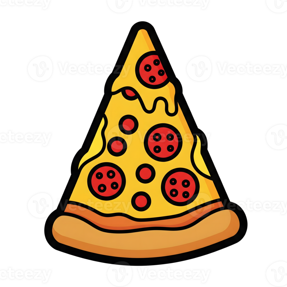 Yellow Cheese Pizza Slice Red Pepperoni Icon isolated on a transparent background png