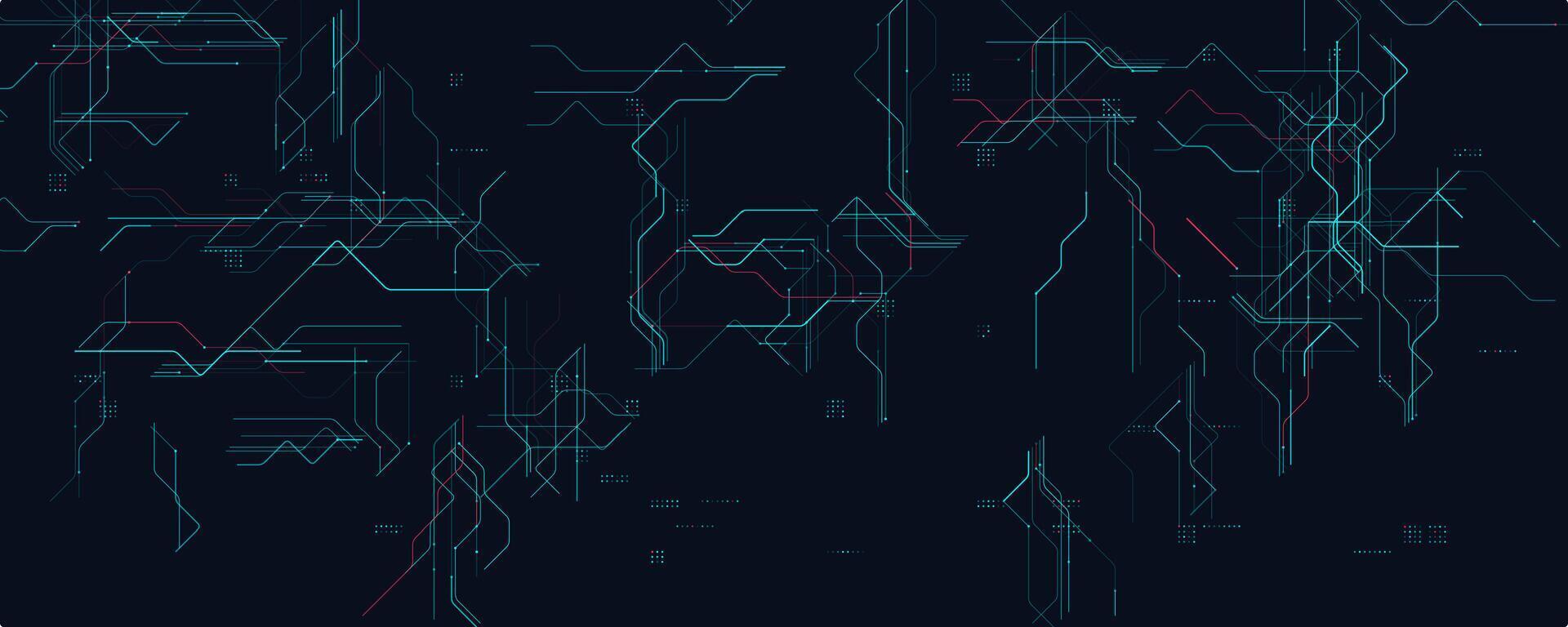 Futuristic Technology Circuit Background. Glowing Blue Lines, Complex Data Nodes, and Sci-Fi Digital Interface Design. Perfect for AI, Cyber UI, and Innovation Projects. Illustration. vector
