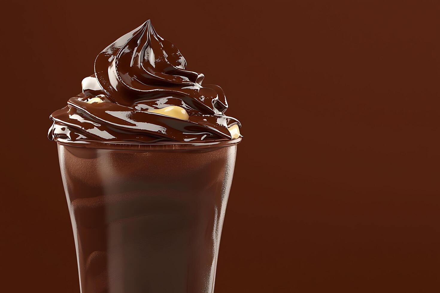 Delicious Chocolate Dessert Creamy Swirls and Decadent Glaze in a Glass. photo