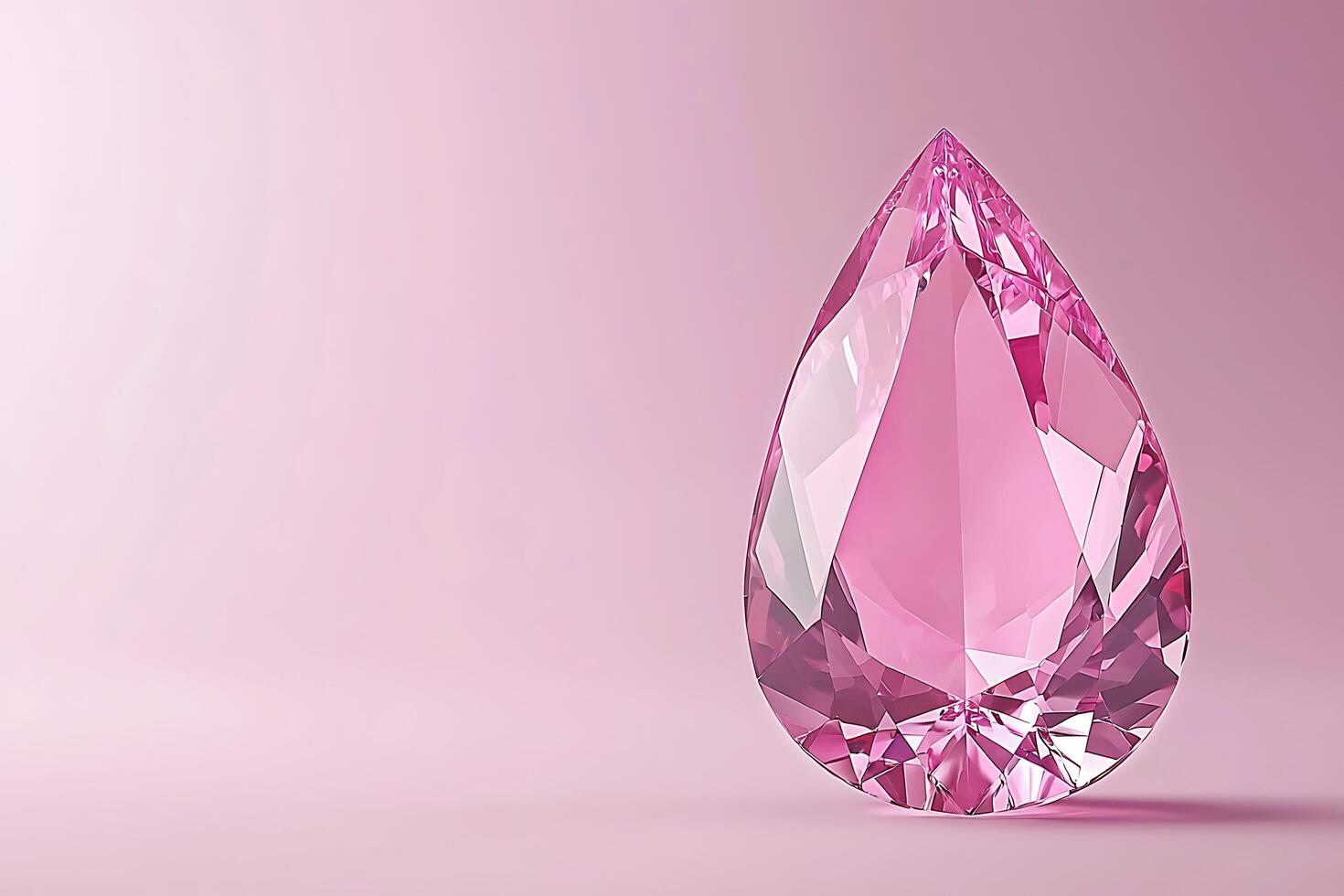 Sparkling Pink Gemstone A Pear-Shaped Jewel on a Pink Background. photo