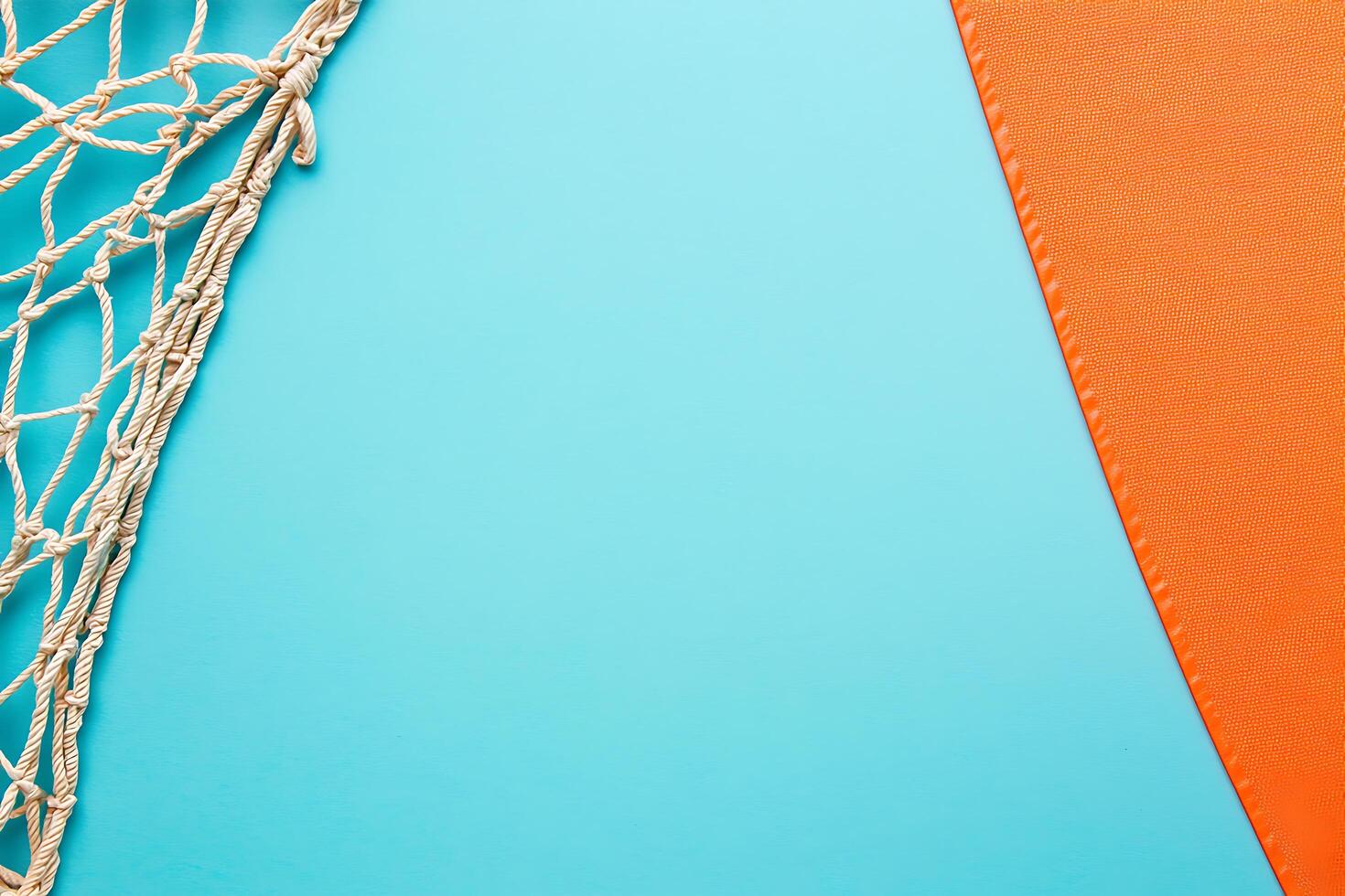 Summer Vibes Textured Background with Rope Net and Orange Mat. photo