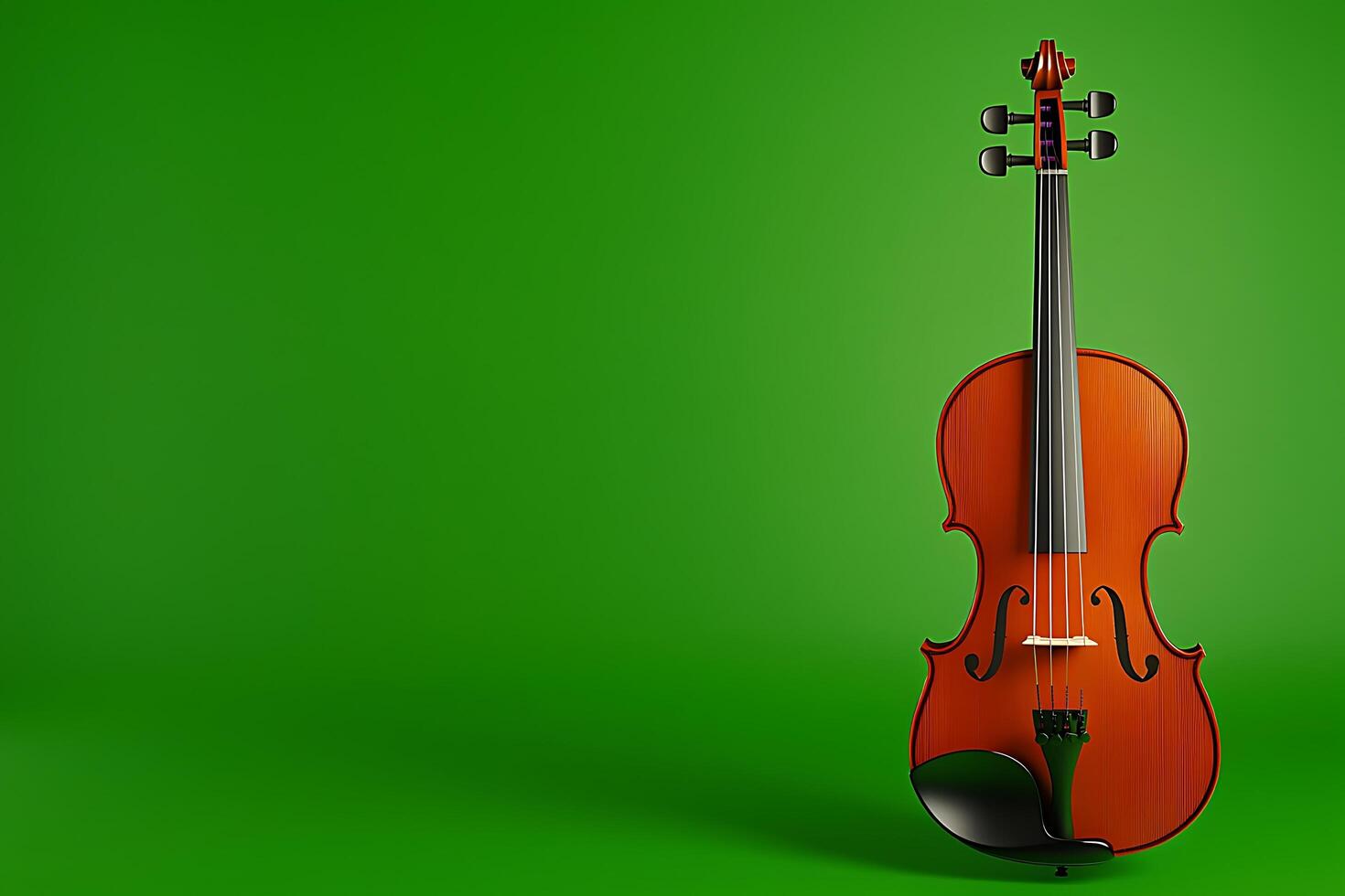 A Classic Violin on a Vibrant Green Background A Striking Image for Music and Design Projects. photo