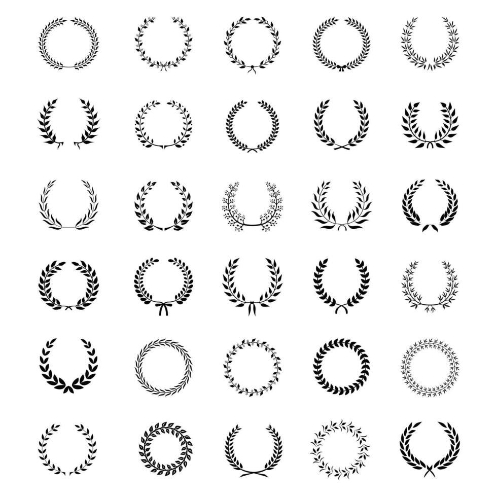 Silhouette Laurel and Wheat Wreath Collection vector