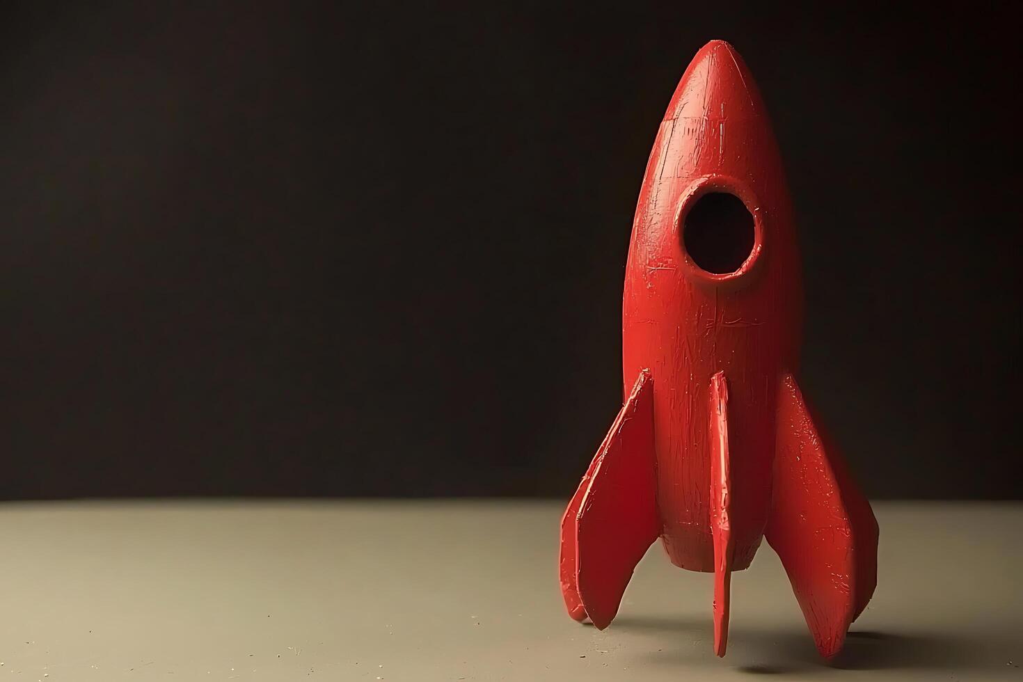 Red Rocket Ship Ready for Launch A Conceptual Image of New Beginnings. photo
