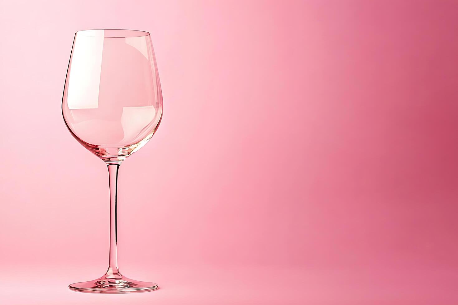 Elegant Empty Wine Glass on Pink Background. Perfect for Beverage, Celebration or Product Placement. photo